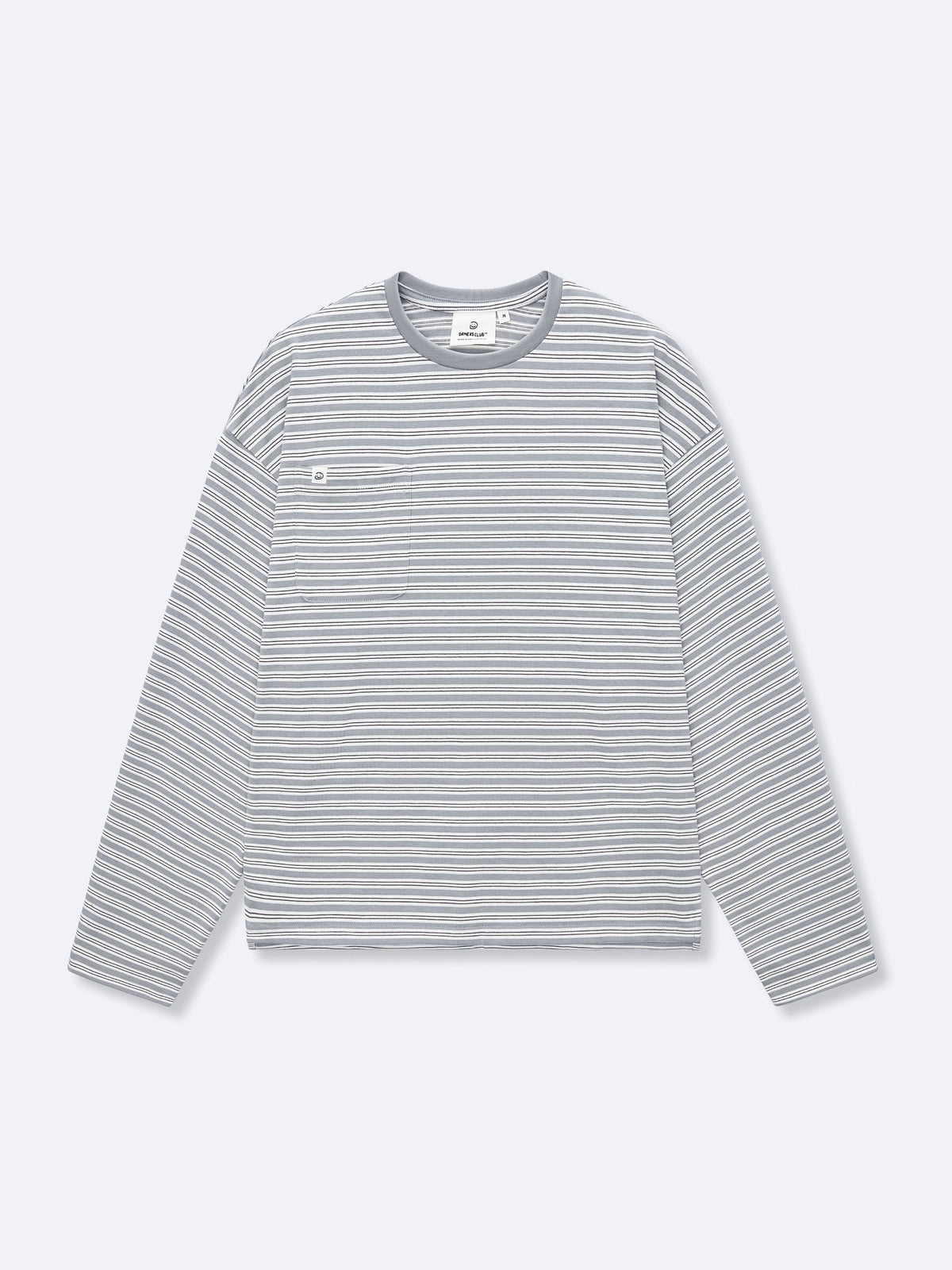 POCKET STRIPED LONG SLEEVE - LIGHT GREY