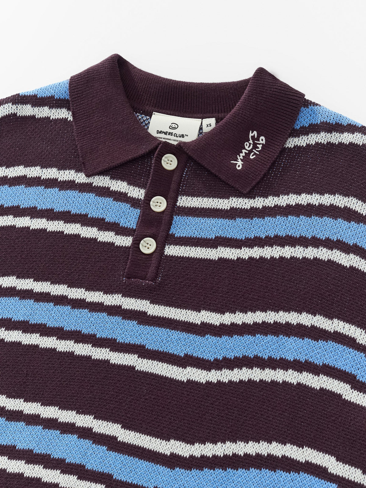 PIXEL WAVES KNIT POLO - PLUM
