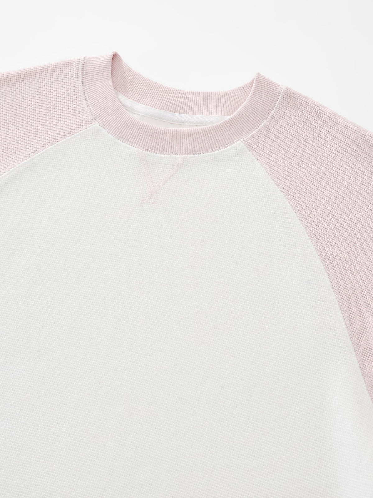 SMILEY WAFFLE BASEBALL LONG SLEEVE - COTTON CANDY PINK