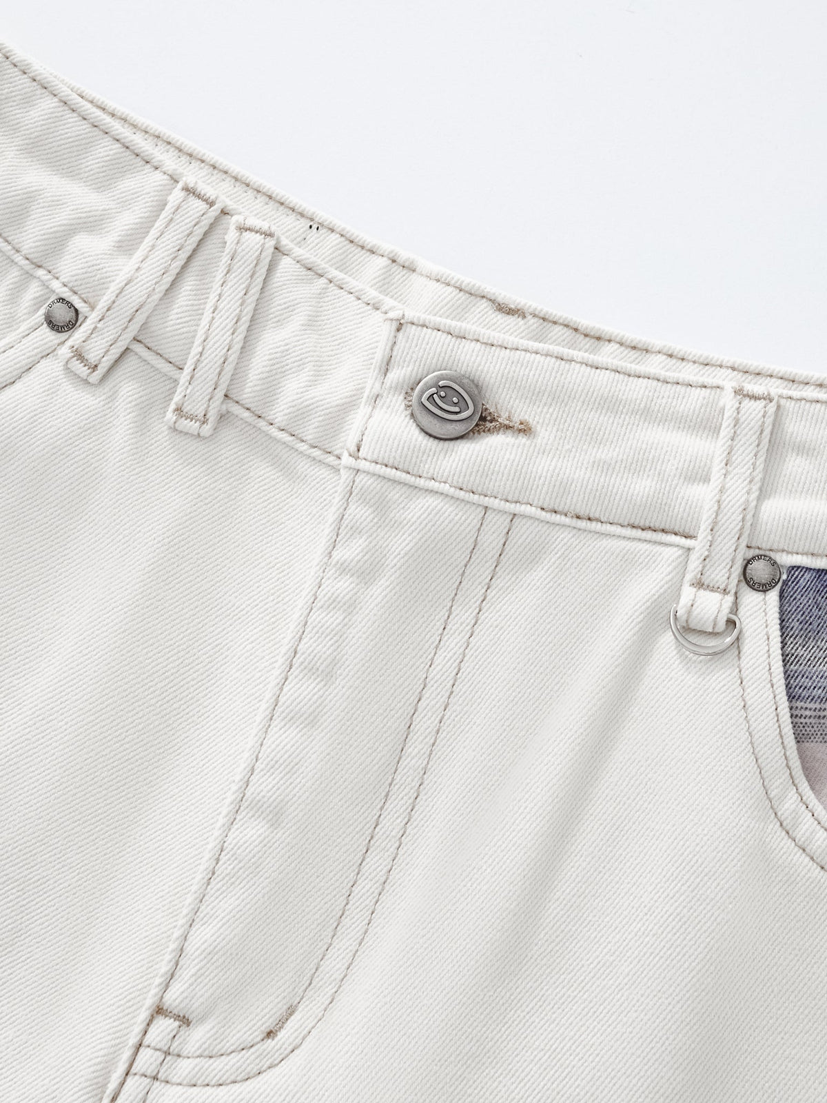 PLAID POCKET JORTS - OFF-WHITE