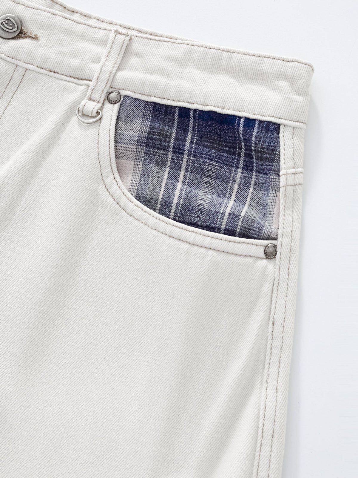PLAID POCKET JORTS - OFF-WHITE