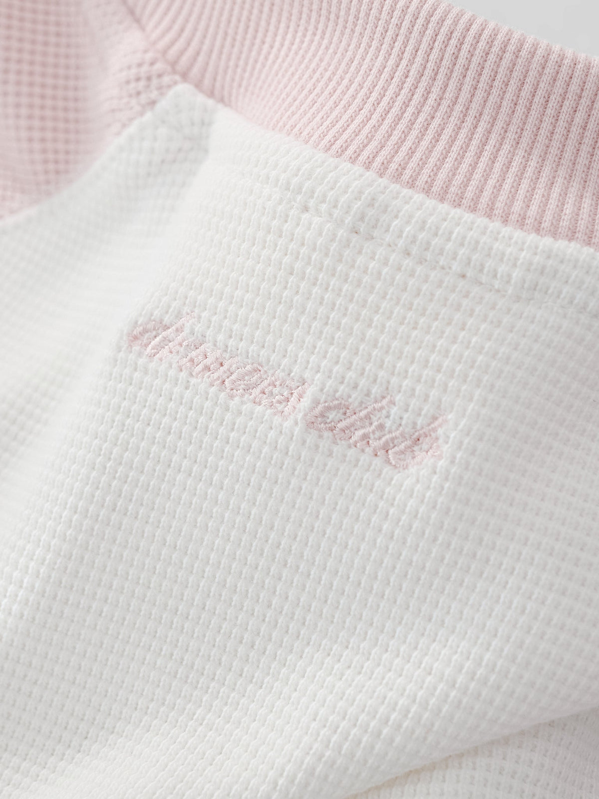 SMILEY WAFFLE BASEBALL LONG SLEEVE - COTTON CANDY PINK