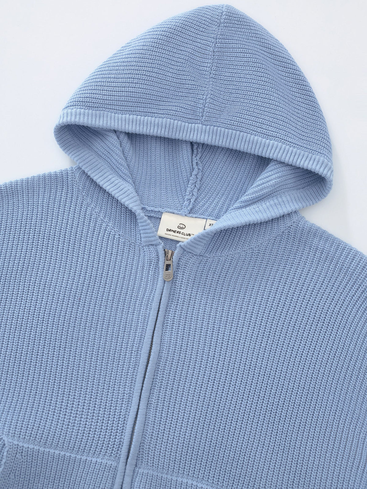 SMILEY KNITTED ZIP - POWDER BLUE