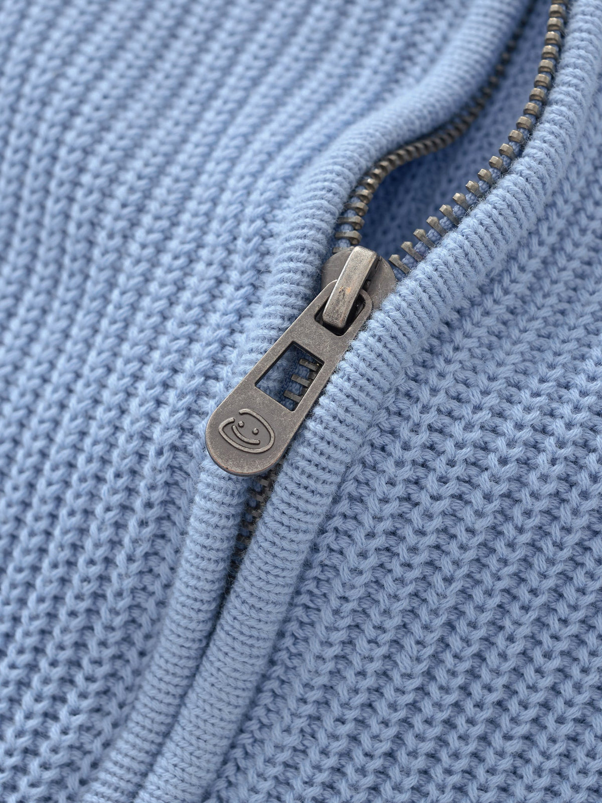 SMILEY KNITTED ZIP - POWDER BLUE