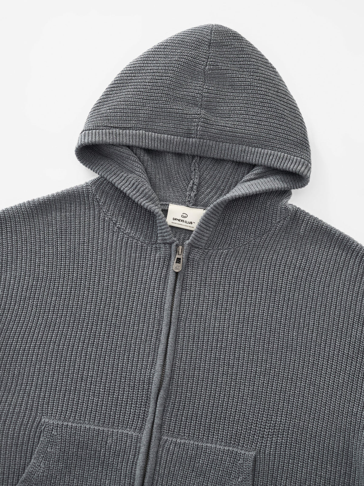 SMILEY KNITTED ZIP - DARK HEATHER GREY