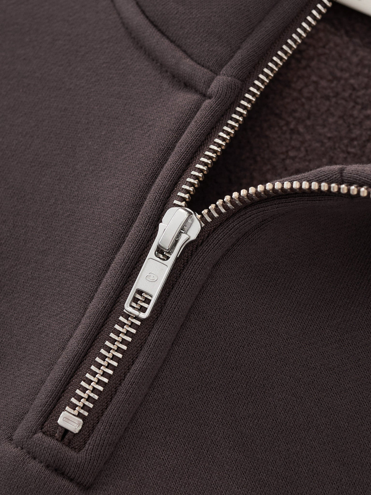 SIGNATURE BASIC QUARTER ZIP - COFFEE BROWN