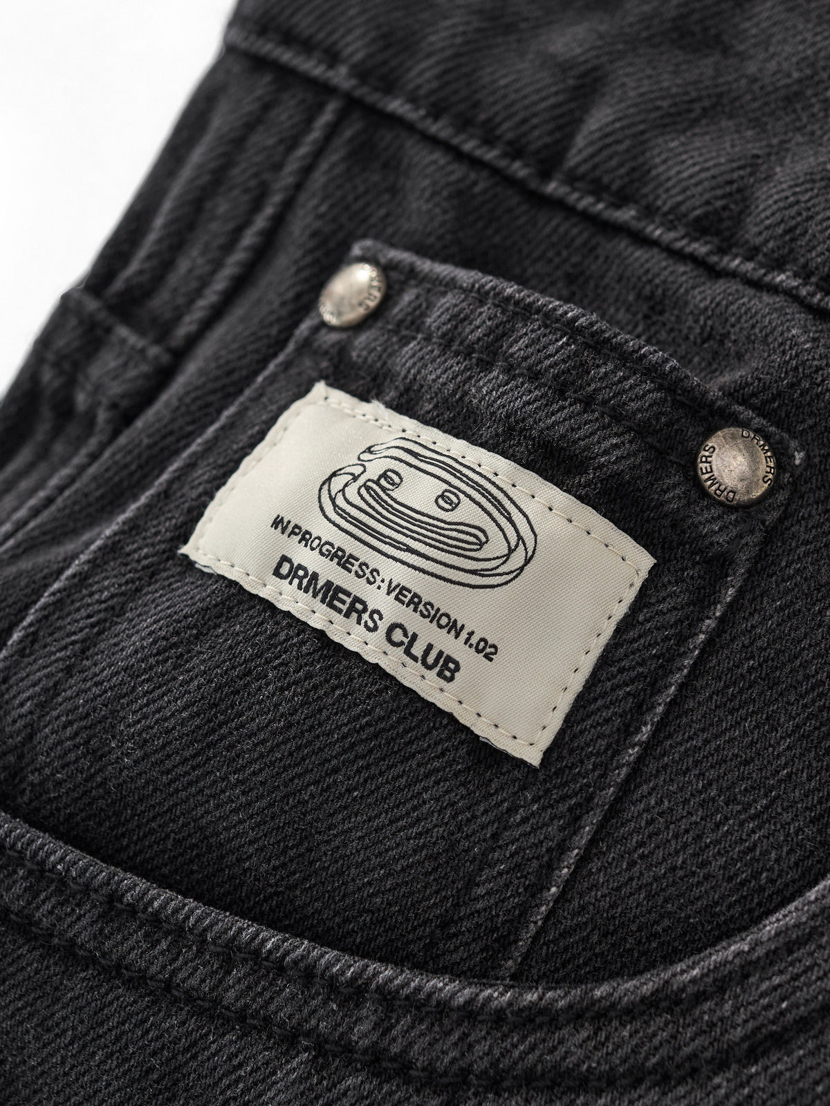 SMILEY STITCH JORTS - WASHED BLACK