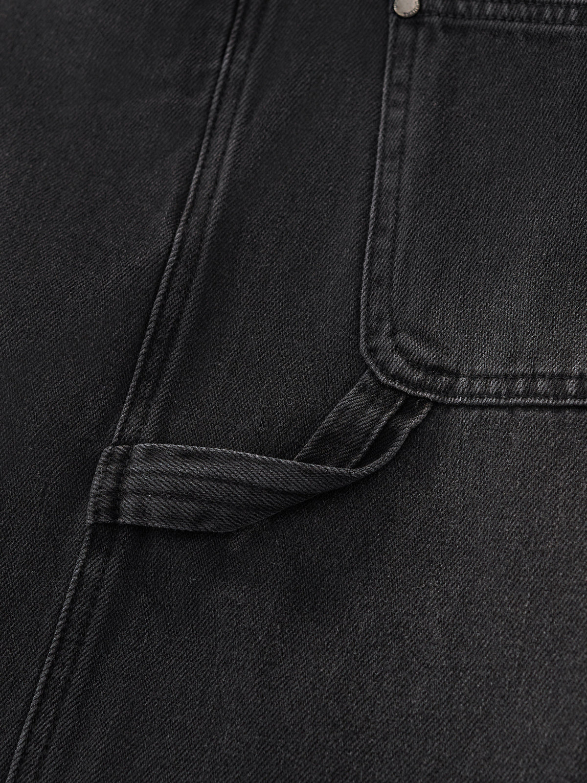 SMILEY STITCH JORTS - WASHED BLACK
