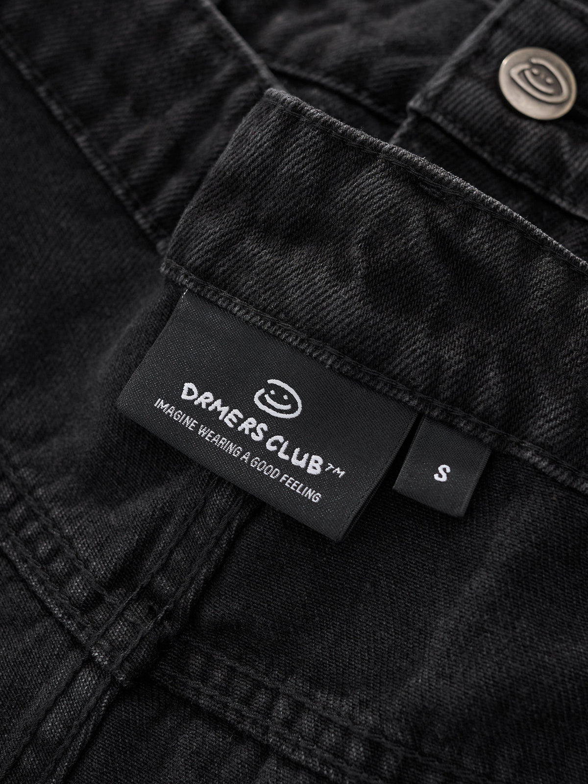 SMILEY STITCH JORTS - WASHED BLACK