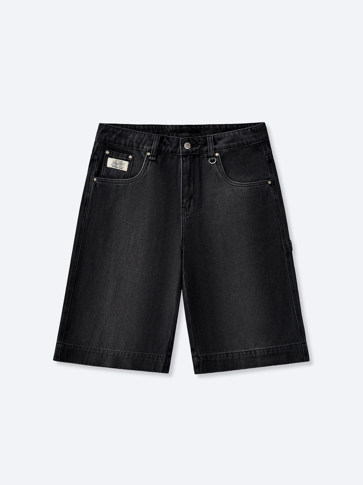 SMILEY STITCH JORTS - WASHED BLACK