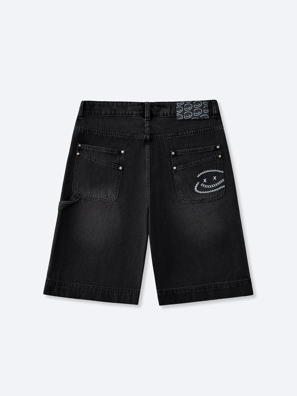SMILEY STITCH JORTS - WASHED BLACK