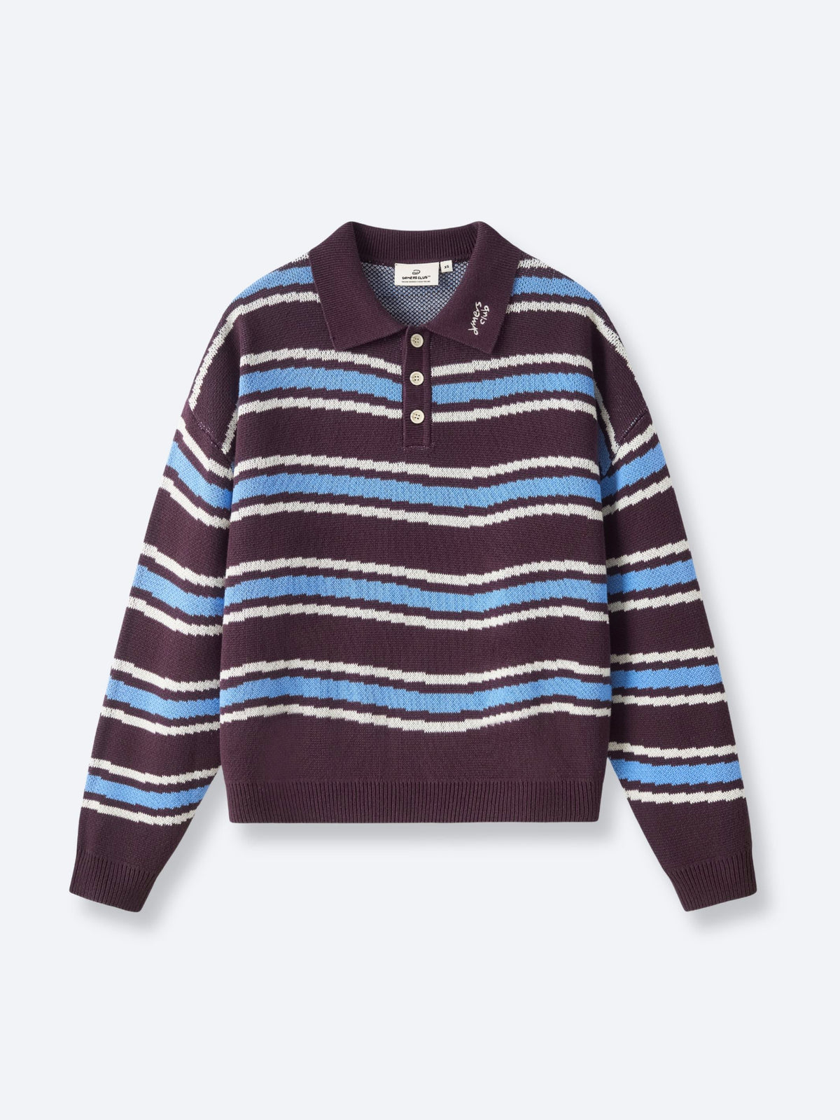 PIXEL WAVES KNIT POLO - PLUM