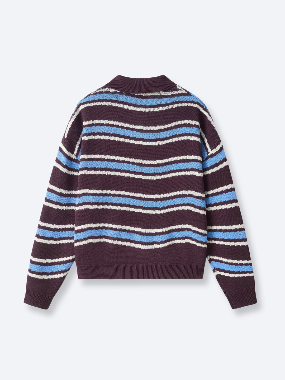 PIXEL WAVES KNIT POLO - PLUM