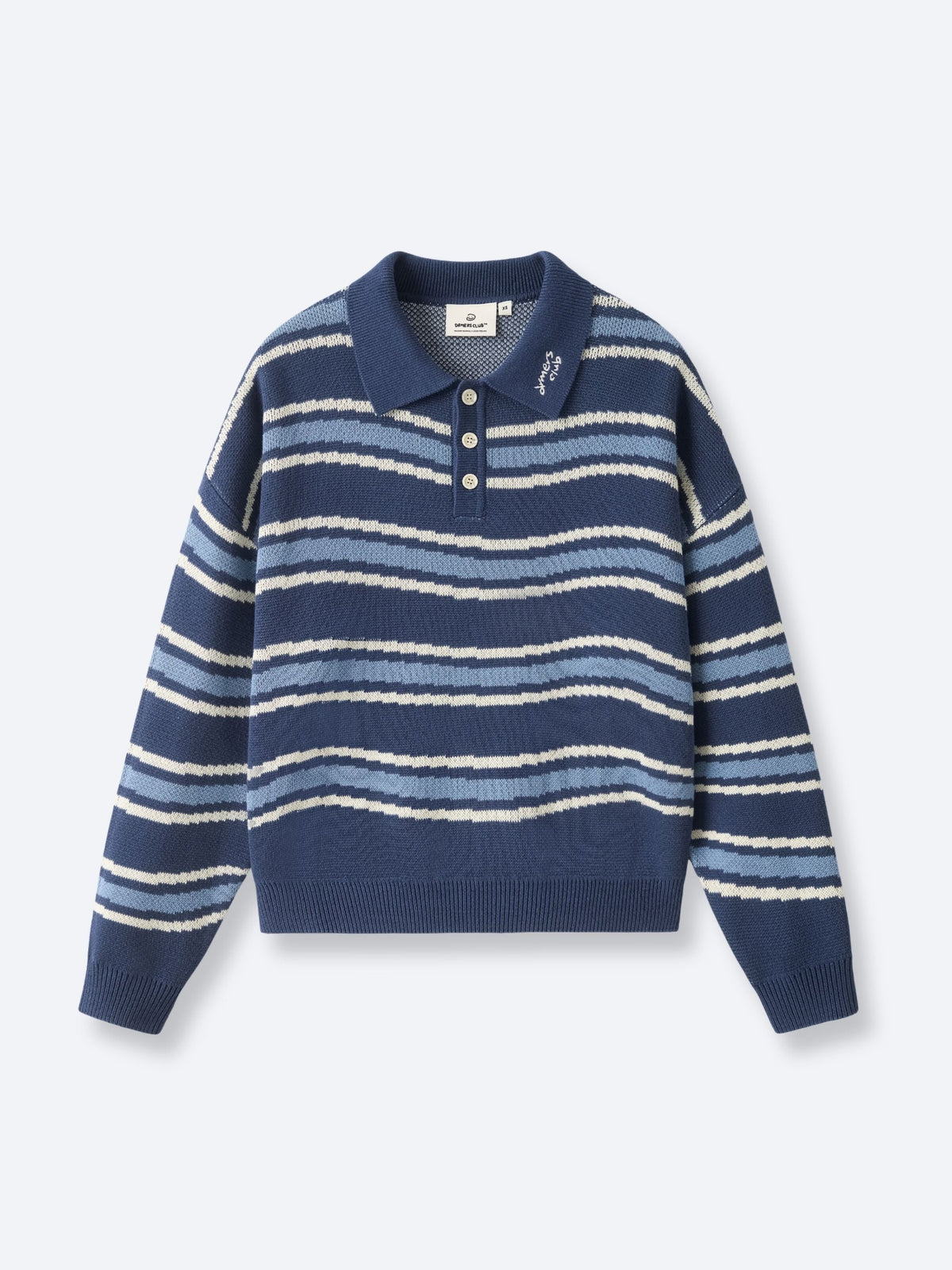 PIXEL WAVES KNIT POLO - BLUE