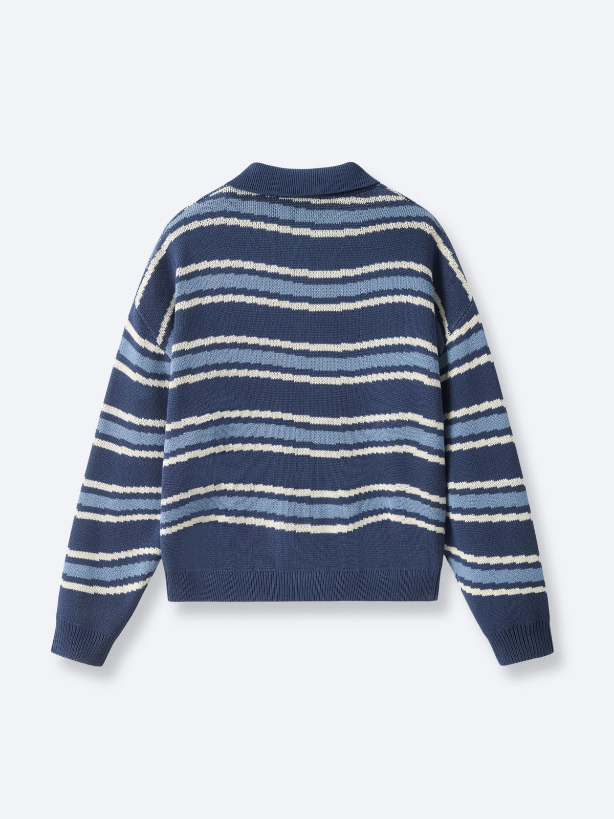PIXEL WAVES KNIT POLO - BLUE