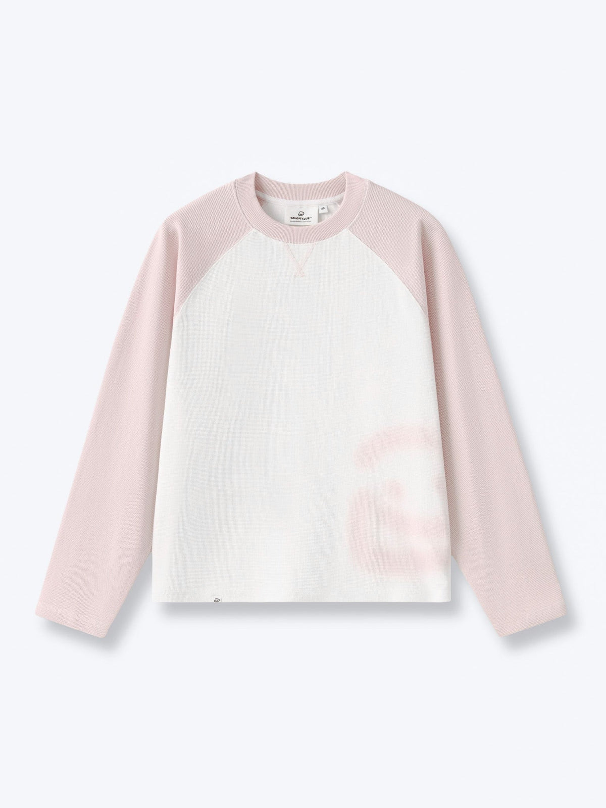 SMILEY WAFFLE BASEBALL LONG SLEEVE - COTTON CANDY PINK