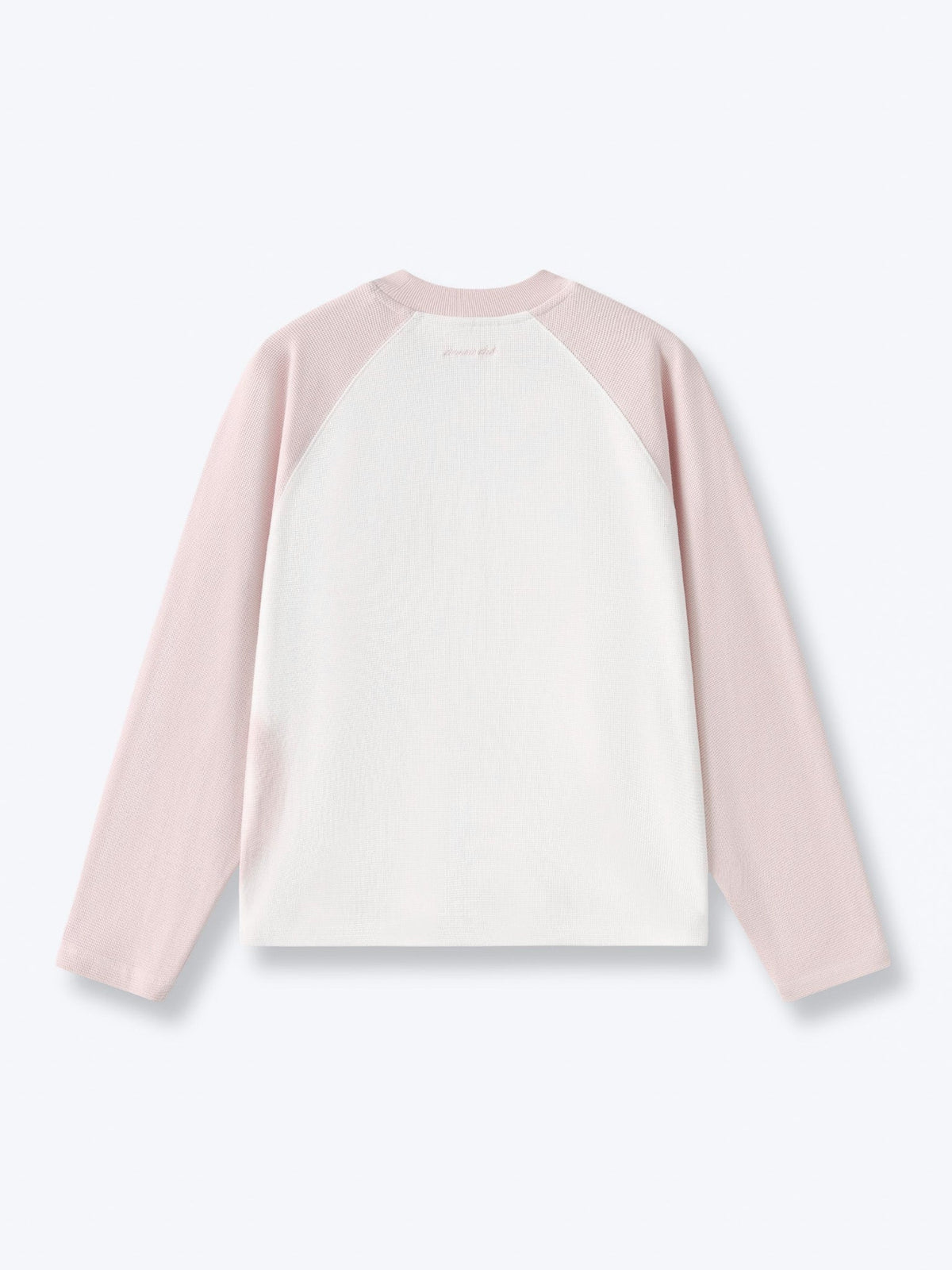 SMILEY WAFFLE BASEBALL LONG SLEEVE - COTTON CANDY PINK