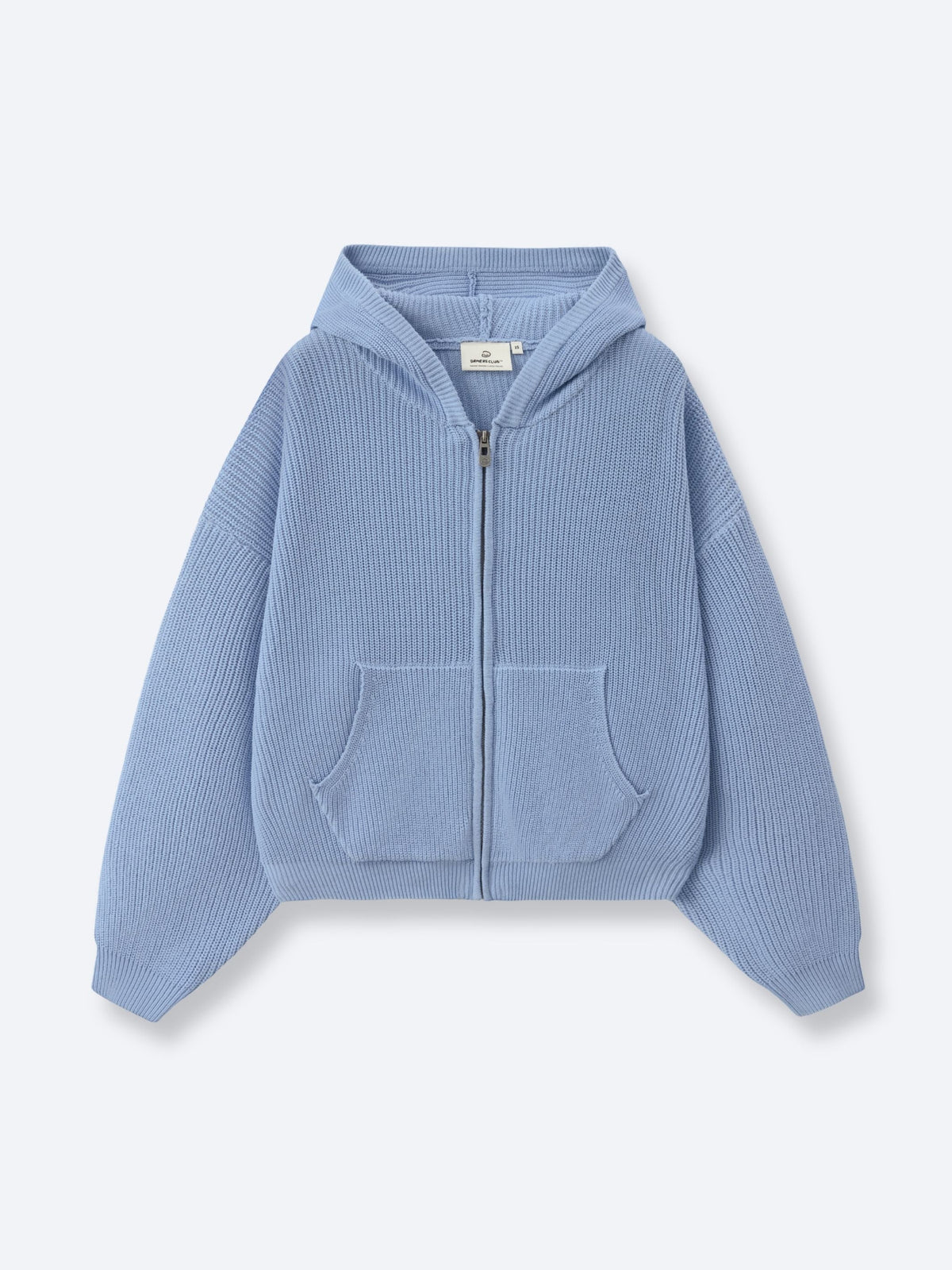 SMILEY KNITTED ZIP - POWDER BLUE