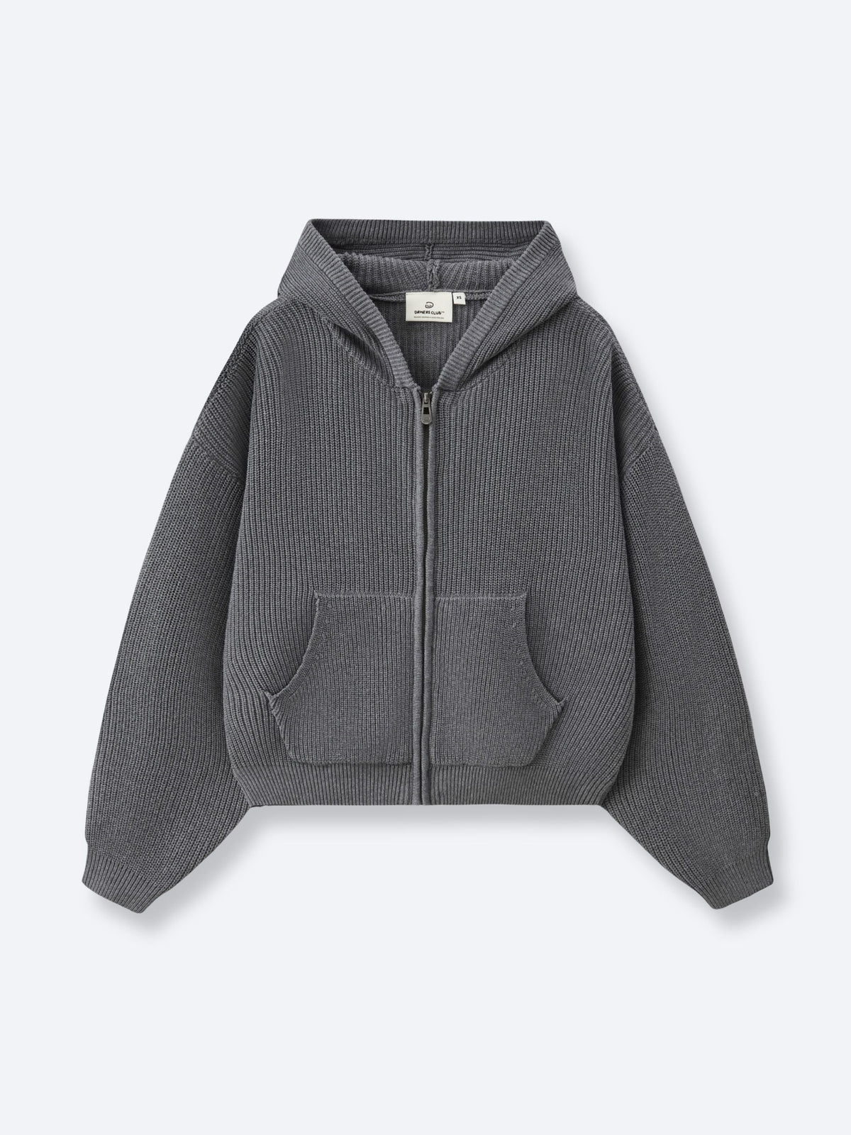 SMILEY KNITTED ZIP - DARK HEATHER GREY