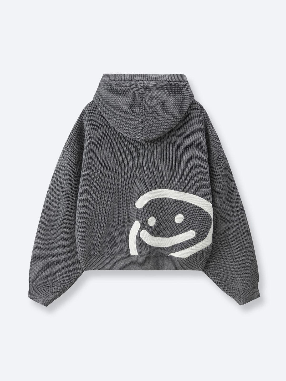 SMILEY KNITTED ZIP - DARK HEATHER GREY