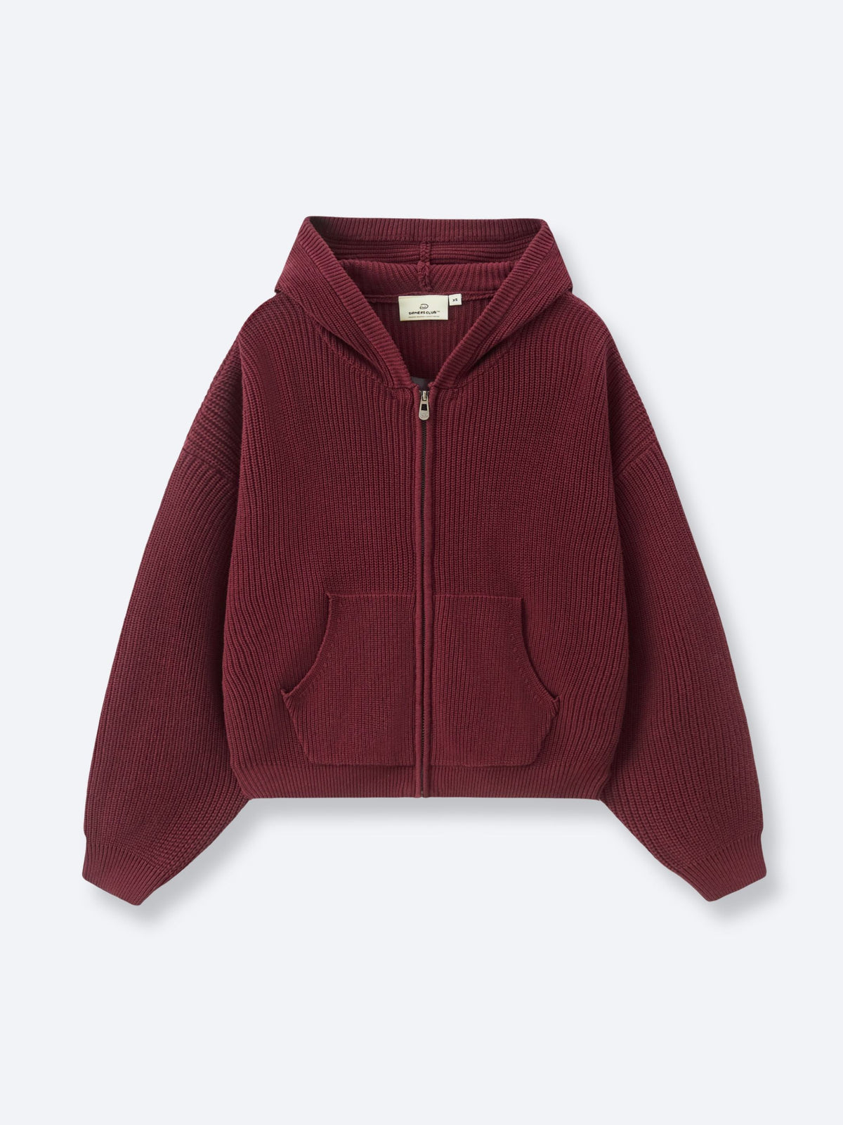 SMILEY KNITTED ZIP - FADED MAROON