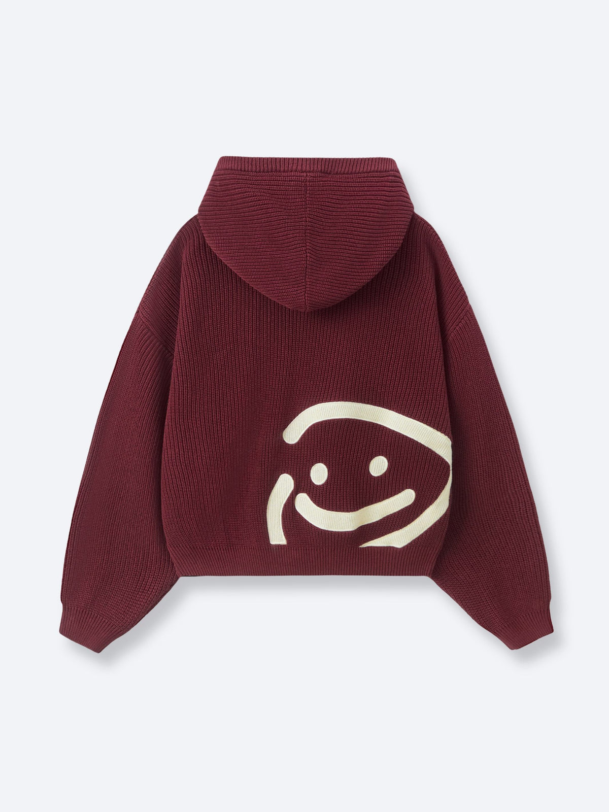 SMILEY KNITTED ZIP - FADED MAROON