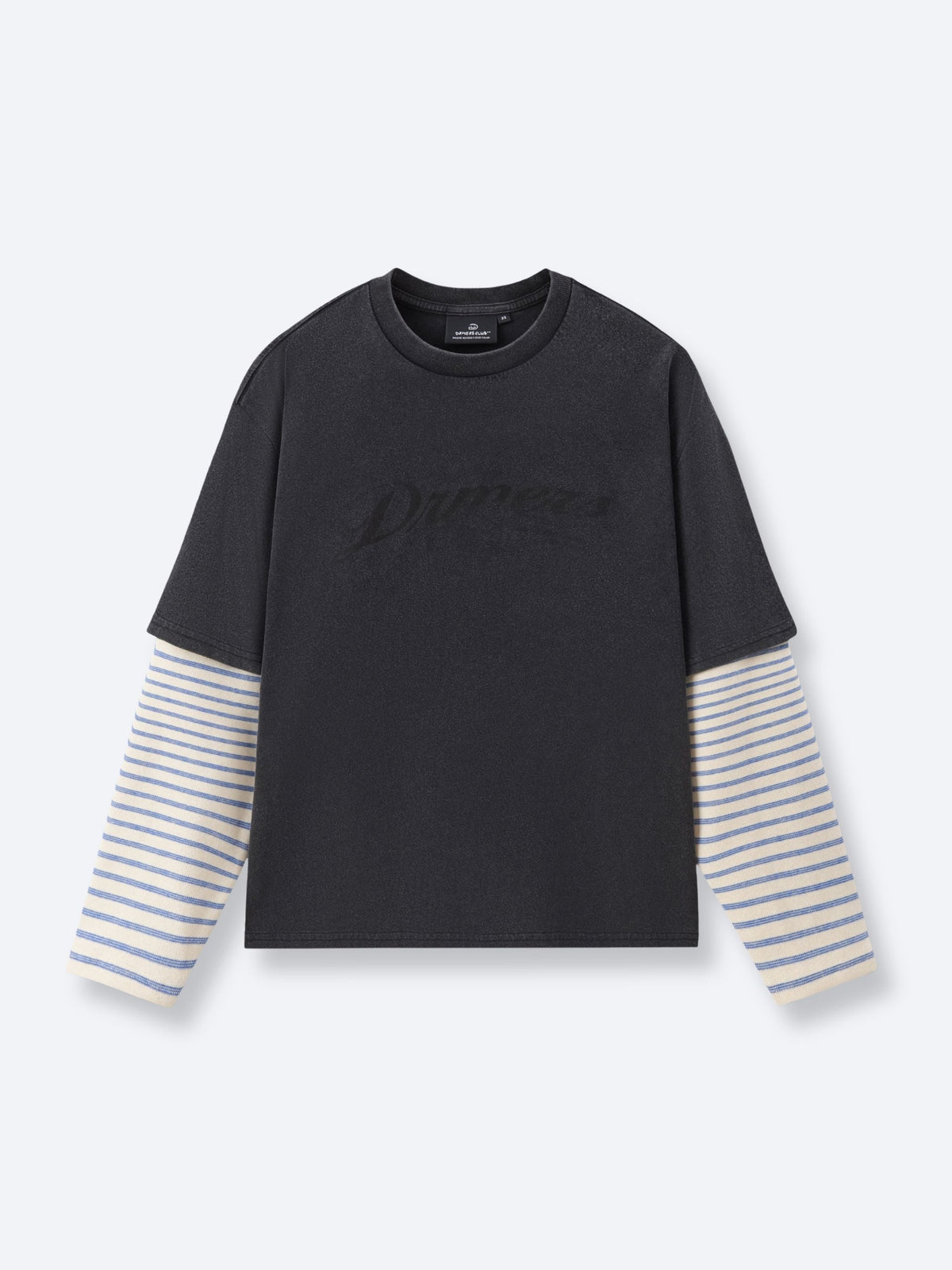 STRIPED SLEEVE LAYERED TEE - VINTAGE BLACK