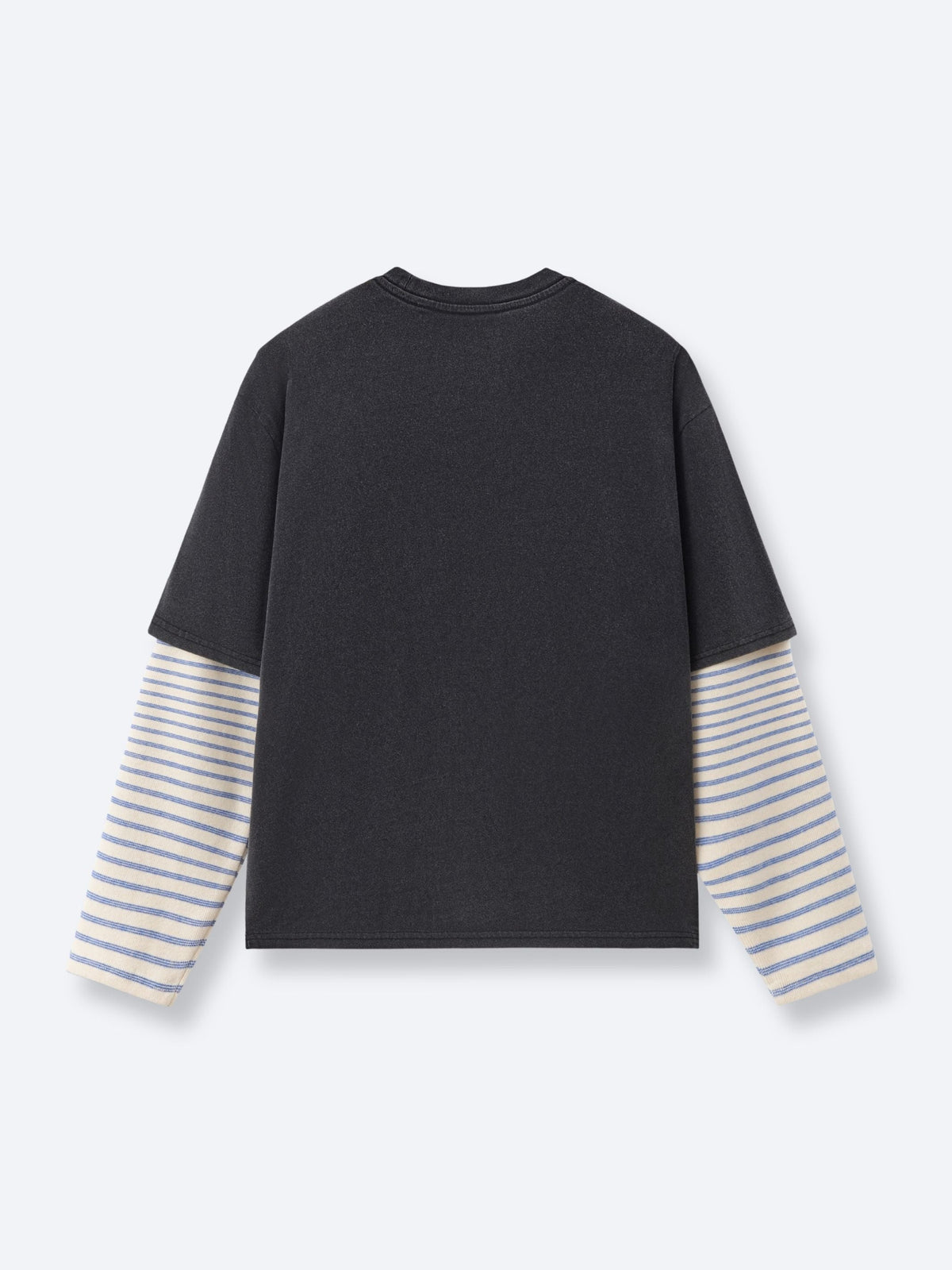 STRIPED SLEEVE LAYERED TEE - VINTAGE BLACK