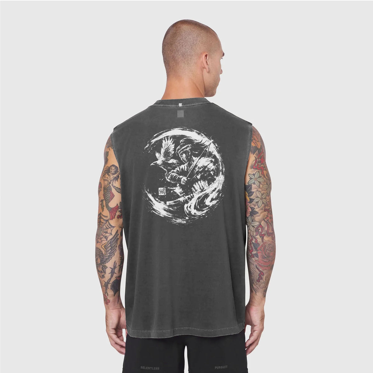 0807. Tech Essential™ Relaxed Cutoff - Faded Grey "Warrior"