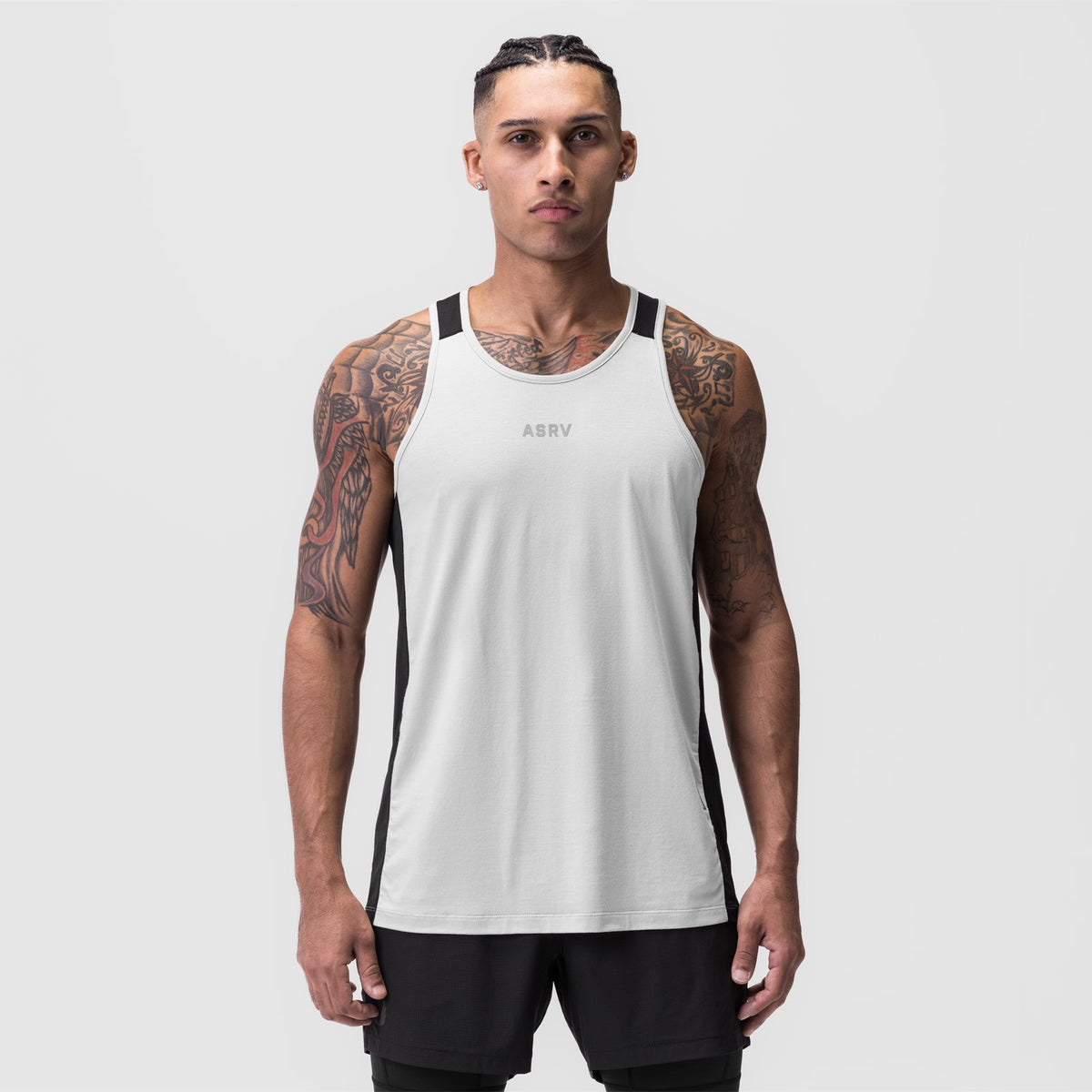 0809. Supima® Mesh Panel Training Singlet - White