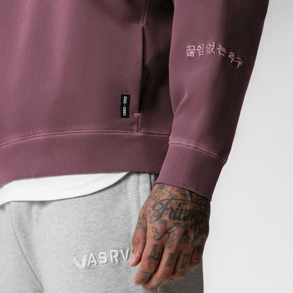 0861. Tech Essential™ Distressed Crewneck - Faded Crimson