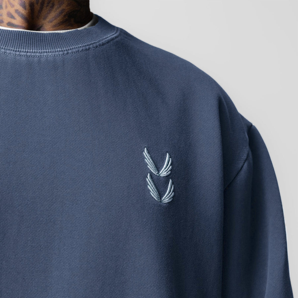 0861. Tech Essential™ Distressed Crewneck - Faded Navy