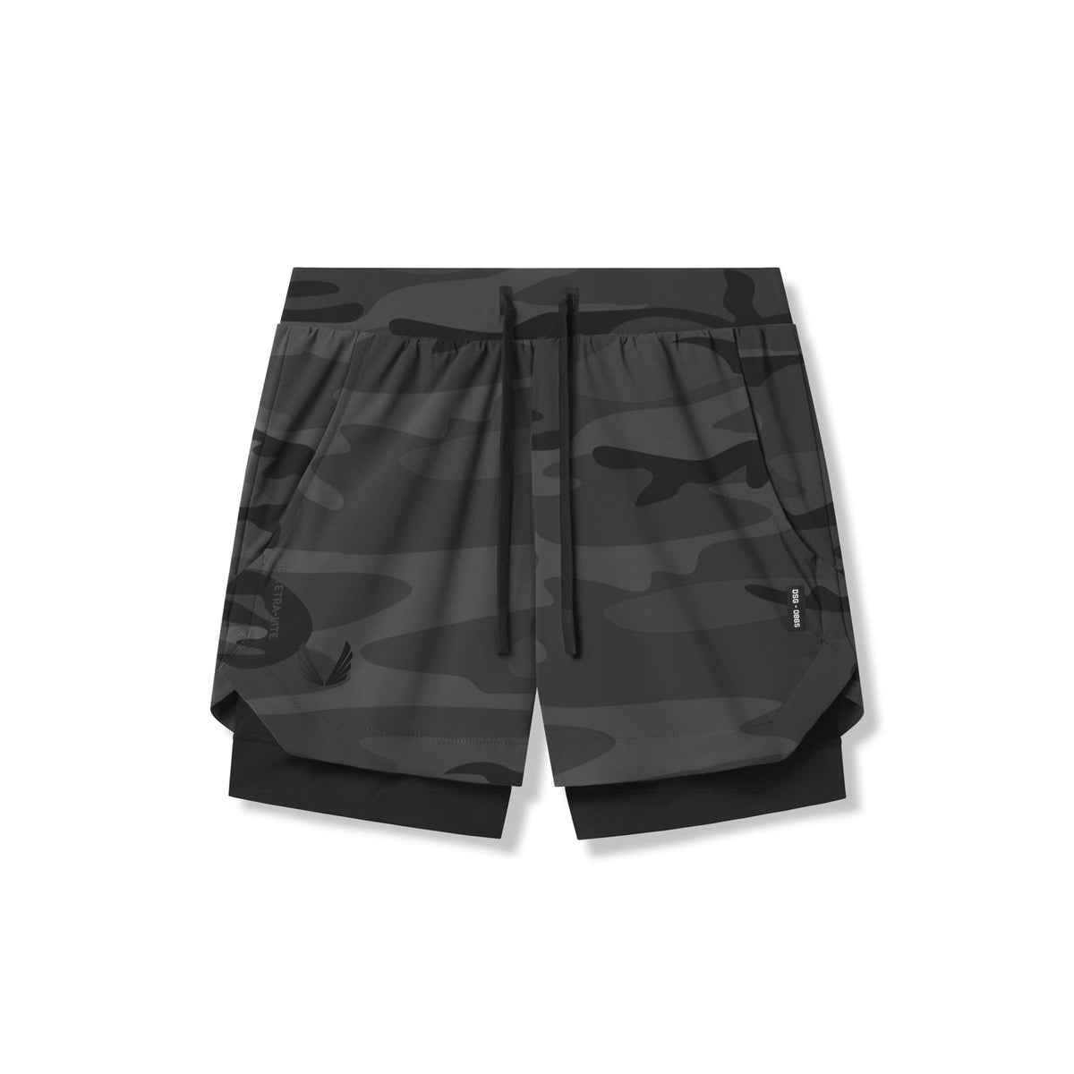 0865. Tetra-Lite® 5" Liner Short - Black Camo "Wings"/Black