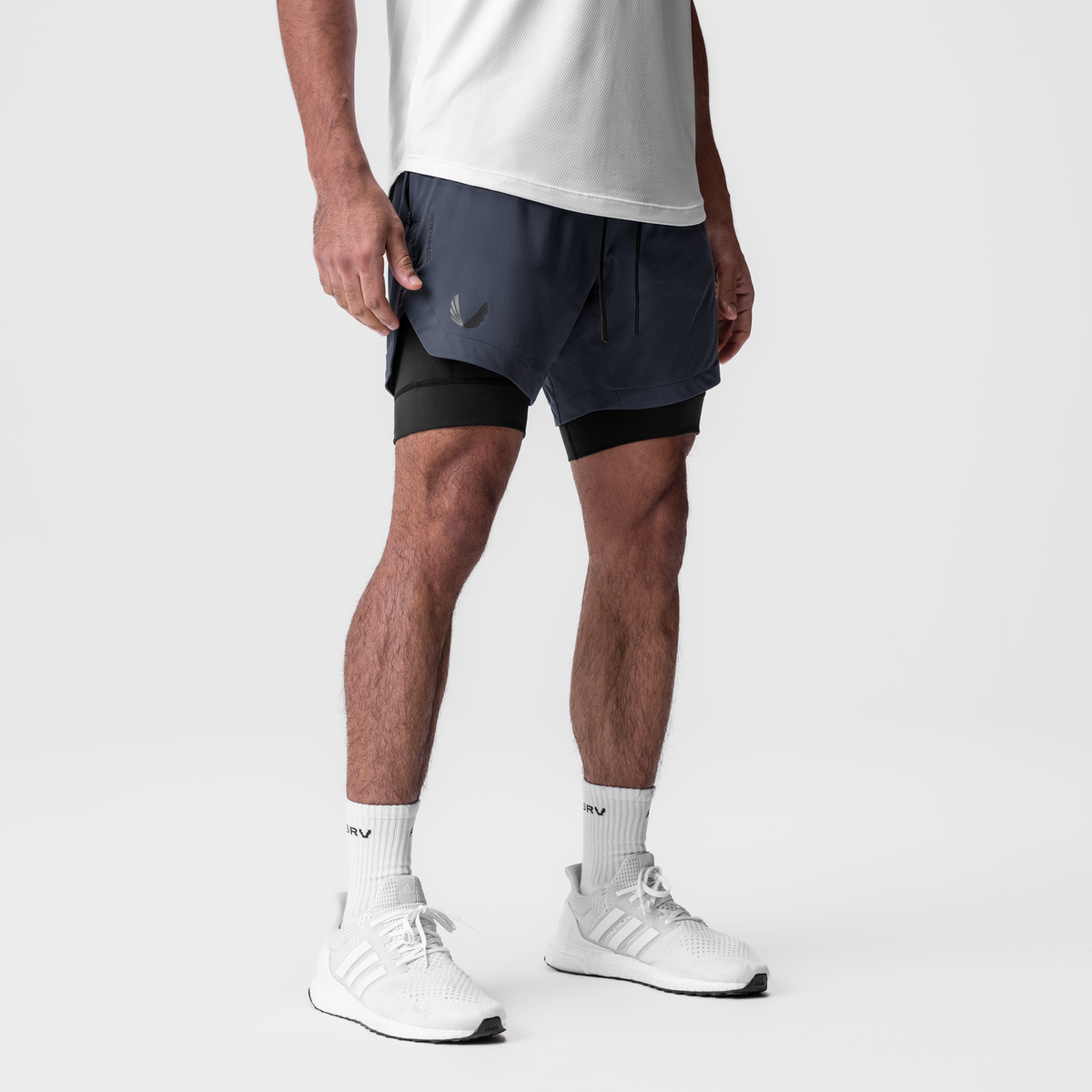 0866. Tetra-Lite® 7" Liner Short - Navy "Wings"/Black