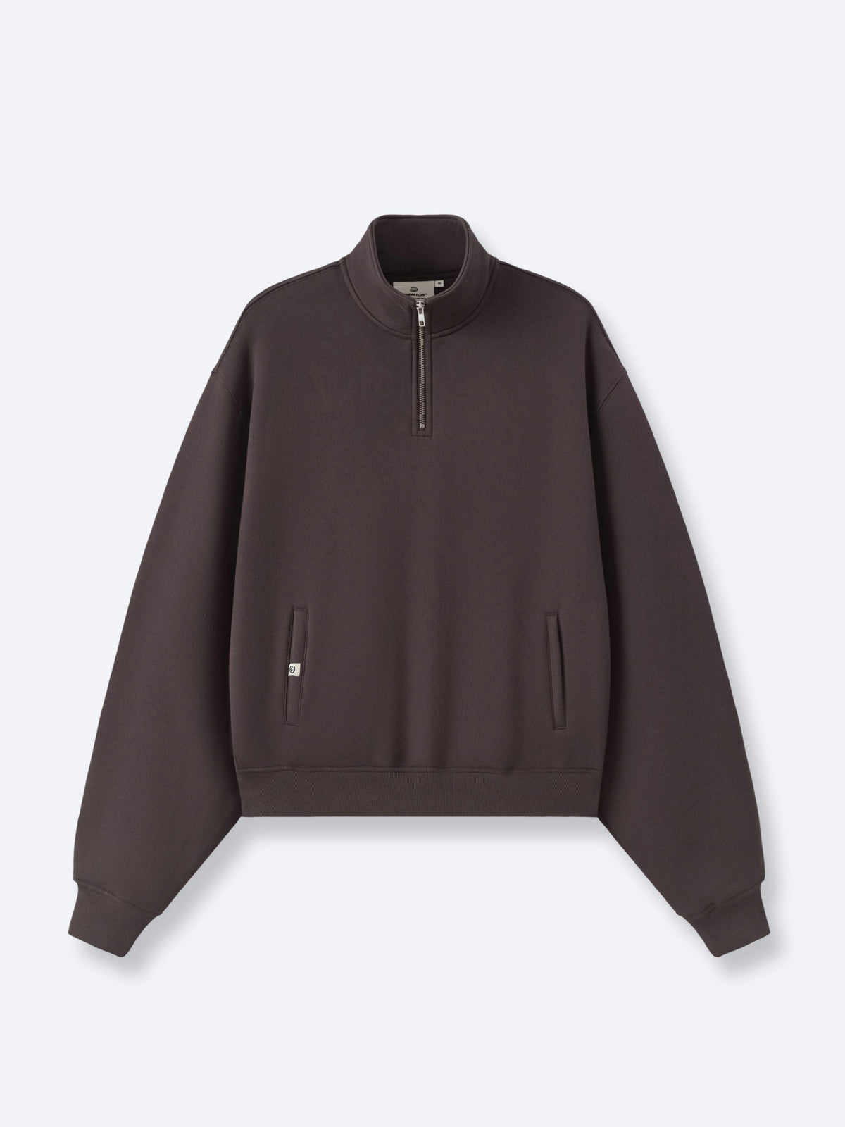 SIGNATURE BASIC QUARTER ZIP - COFFEE BROWN