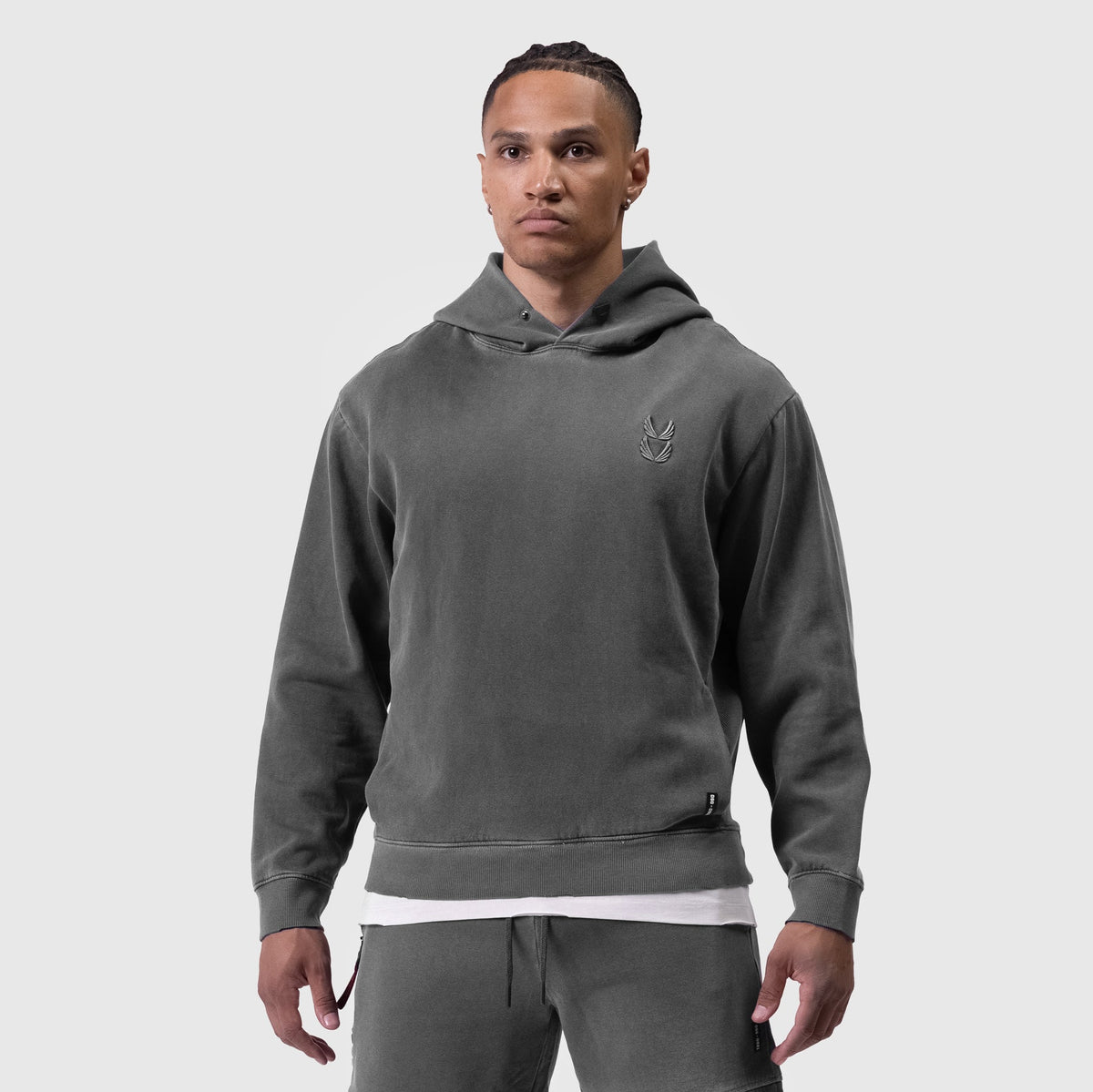 0920. Tech Essential™ Distressed Hoodie - Faded Grey