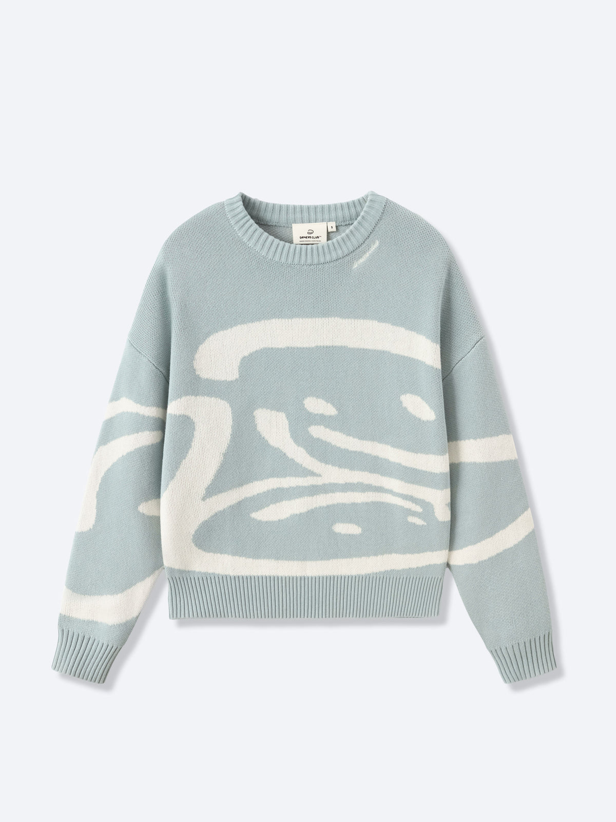 TRIPLE SMILEY KNIT - MUTED BLUE