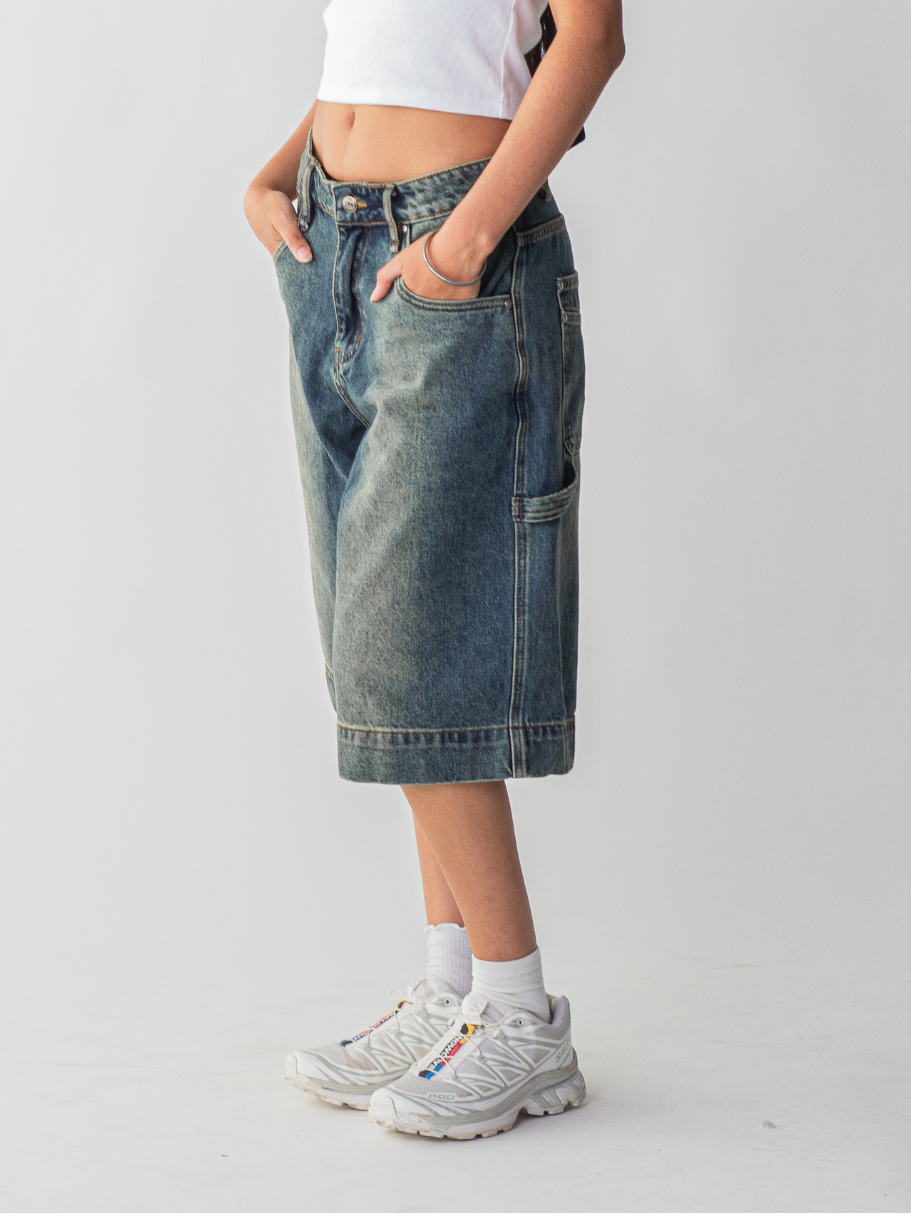 SMILEY STITCH JORTS - VINTAGE BLUE