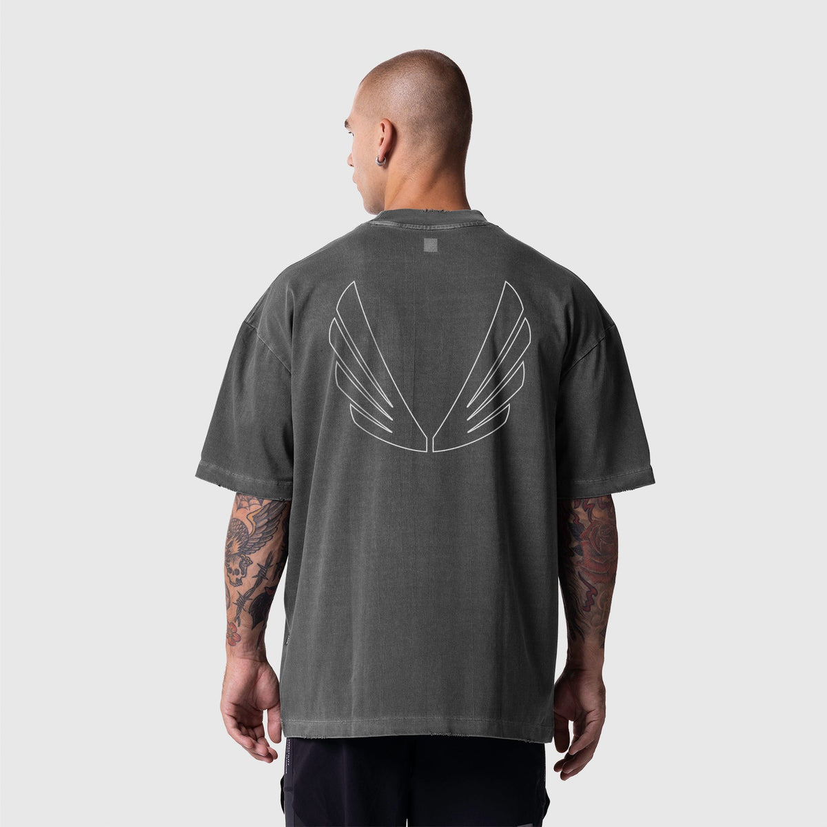 1208. Tech Essential™ Oversized Boxy Tee - Faded Grey "Future"