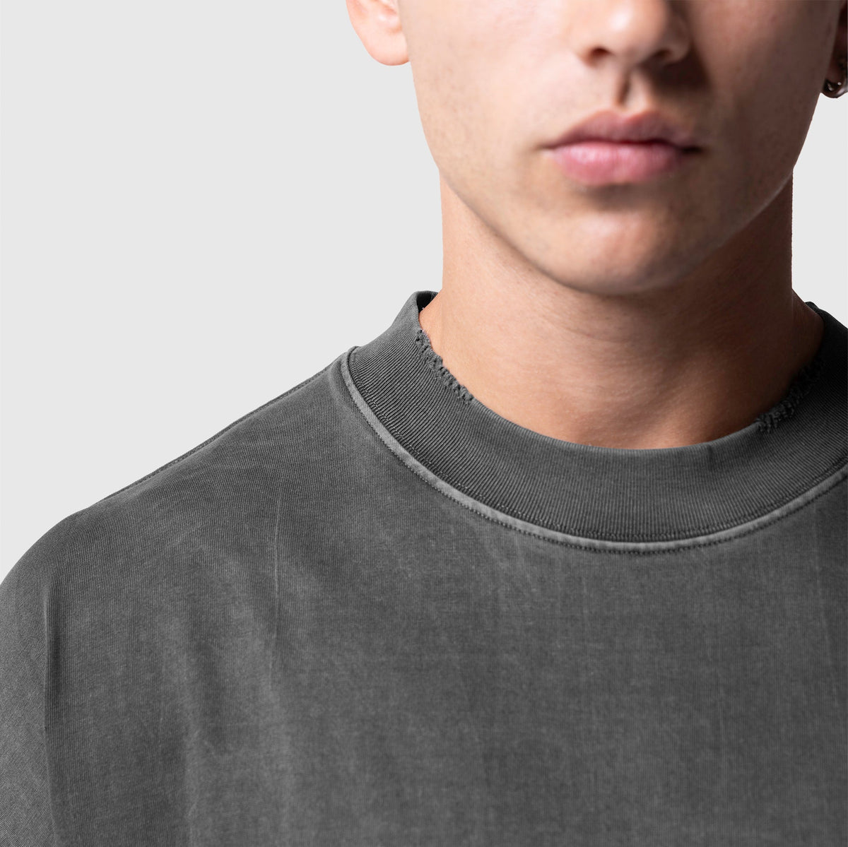1208. Tech Essential™ Oversized Boxy Tee - Faded Grey "Future"