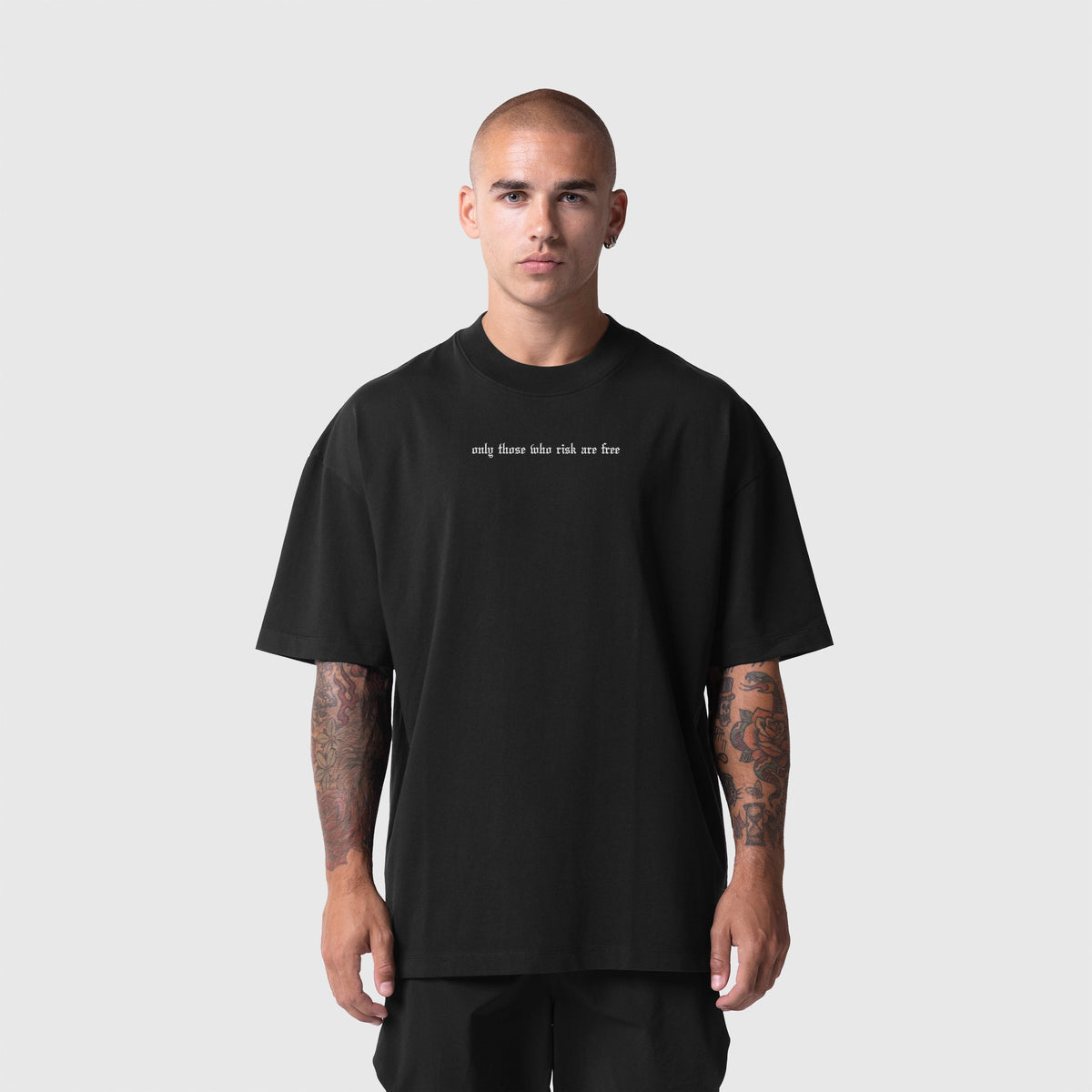 1208. Tech Essential™ Oversized Boxy Tee - Black "OTWR"