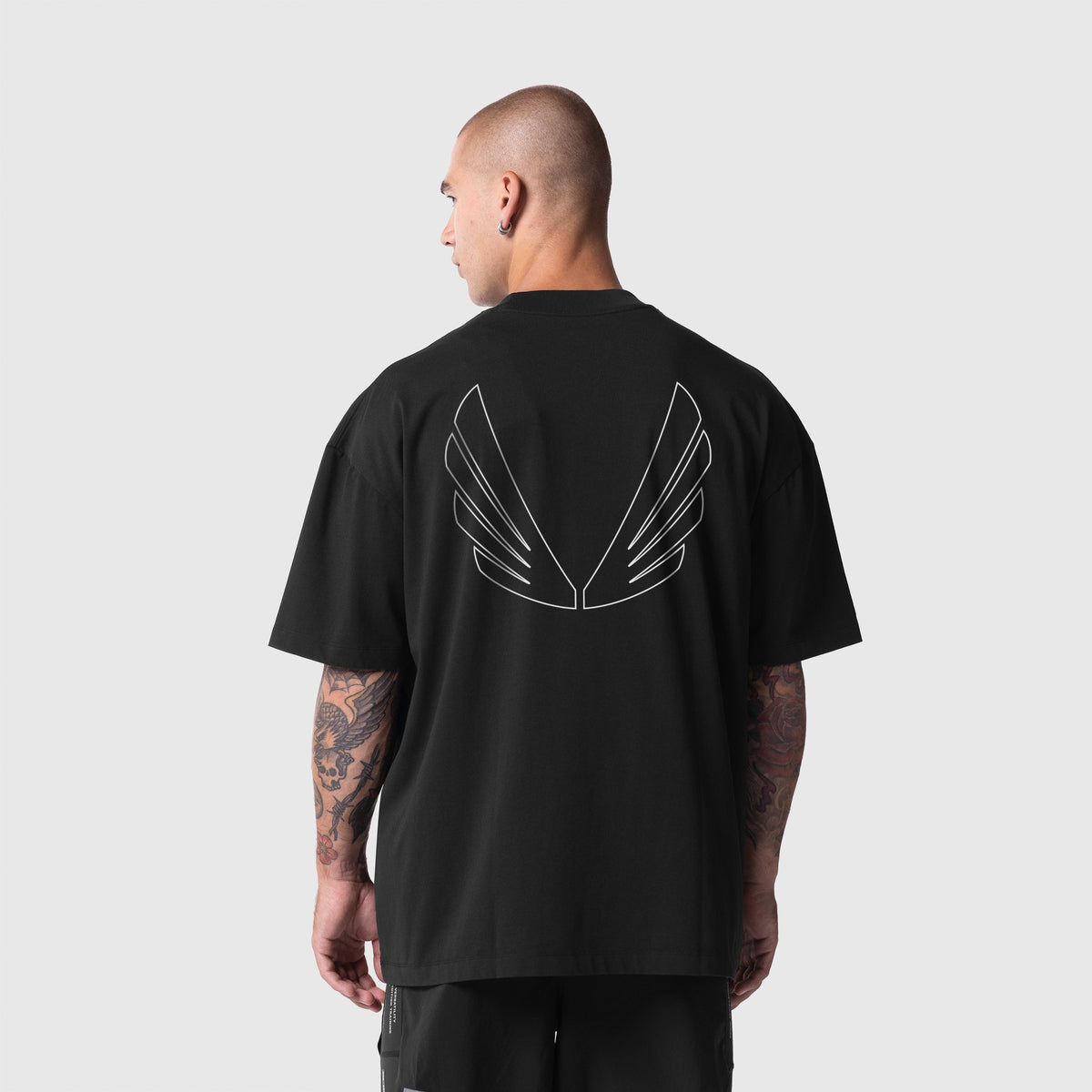 1208. Tech Essential™ Oversized Boxy Tee - Black "OTWR"