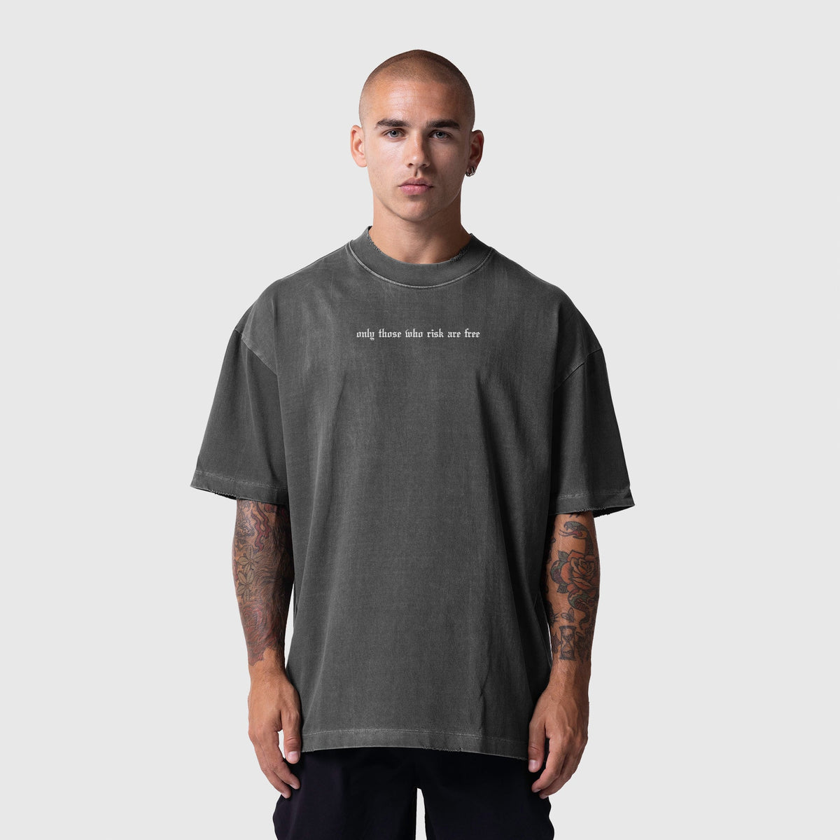 1208. Tech Essential™ Oversized Boxy Tee - Faded Grey "OTWR"