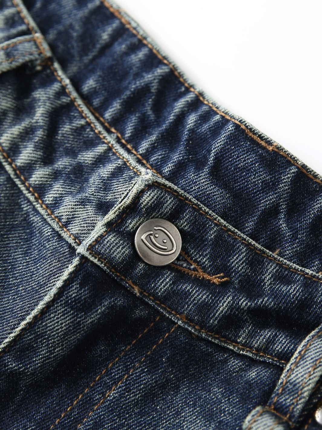 SMILEY STITCH JORTS - VINTAGE BLUE