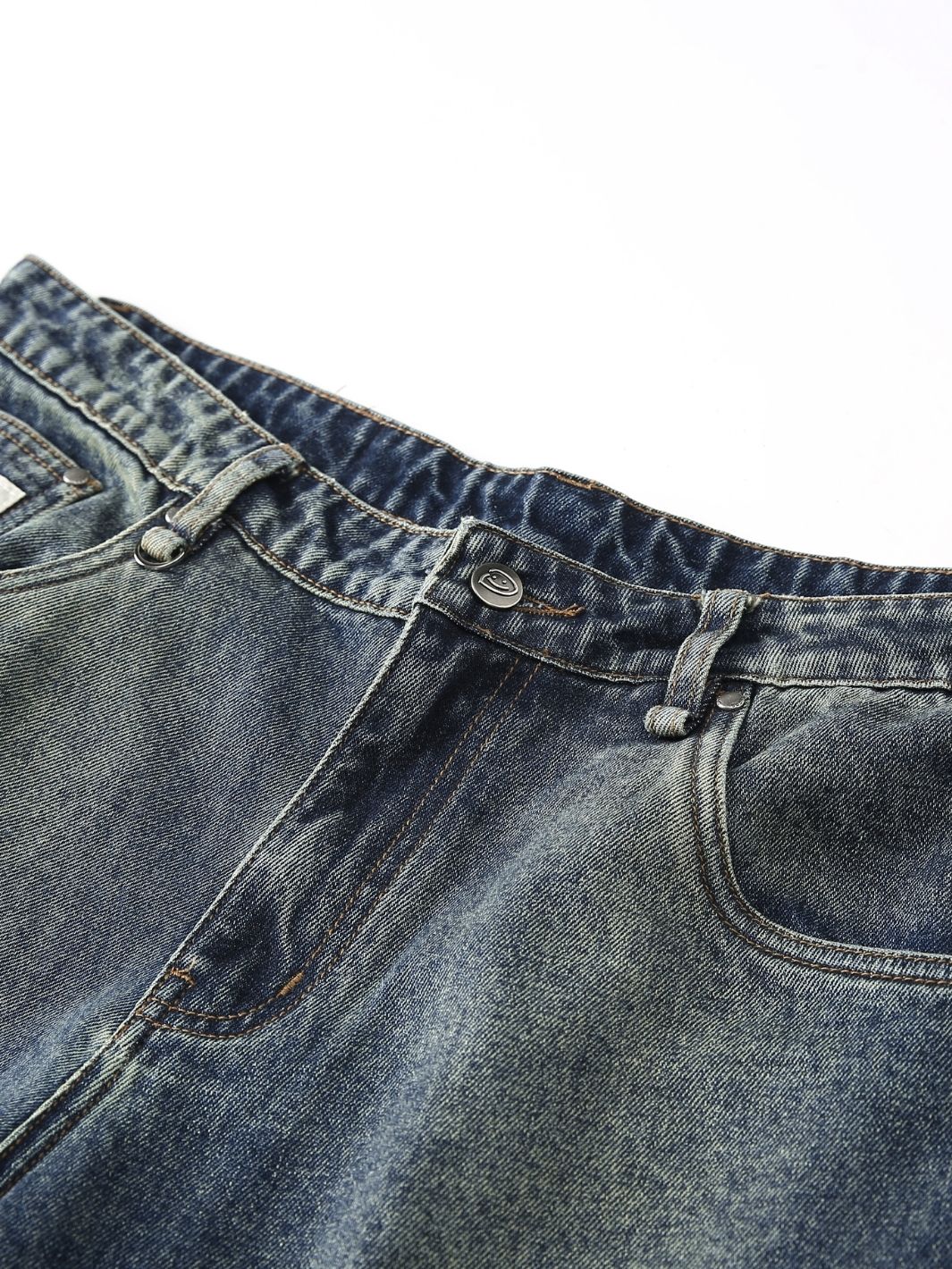 SMILEY STITCH JORTS - VINTAGE BLUE