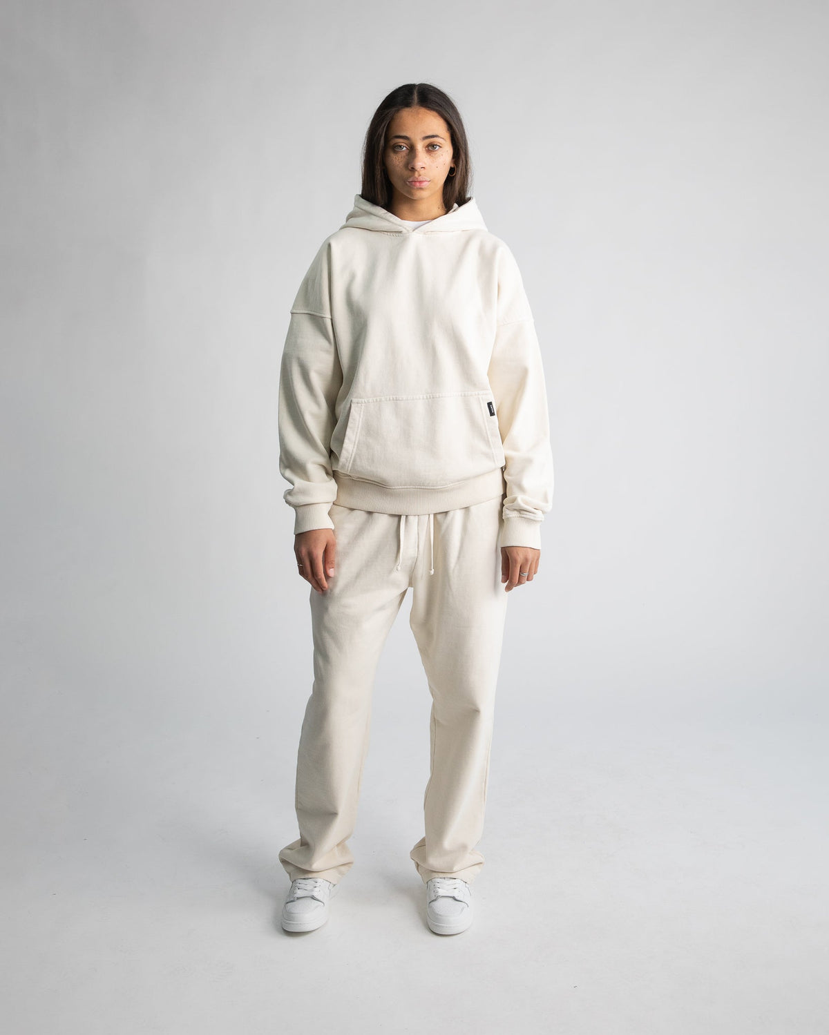 Drop Shoulder Hoodie - Vintage Bone