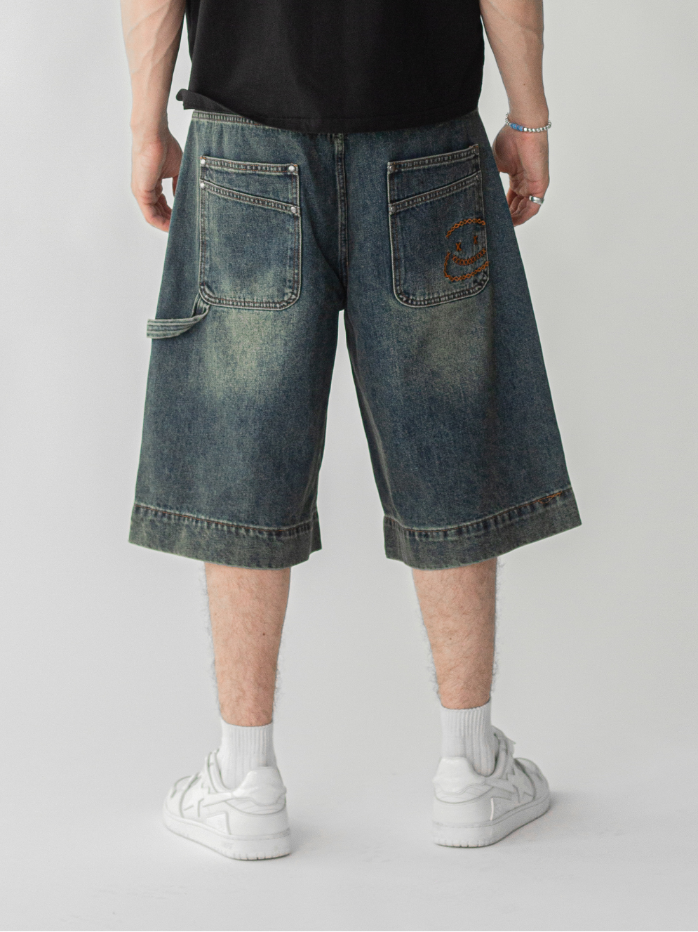 SMILEY STITCH JORTS - VINTAGE BLUE