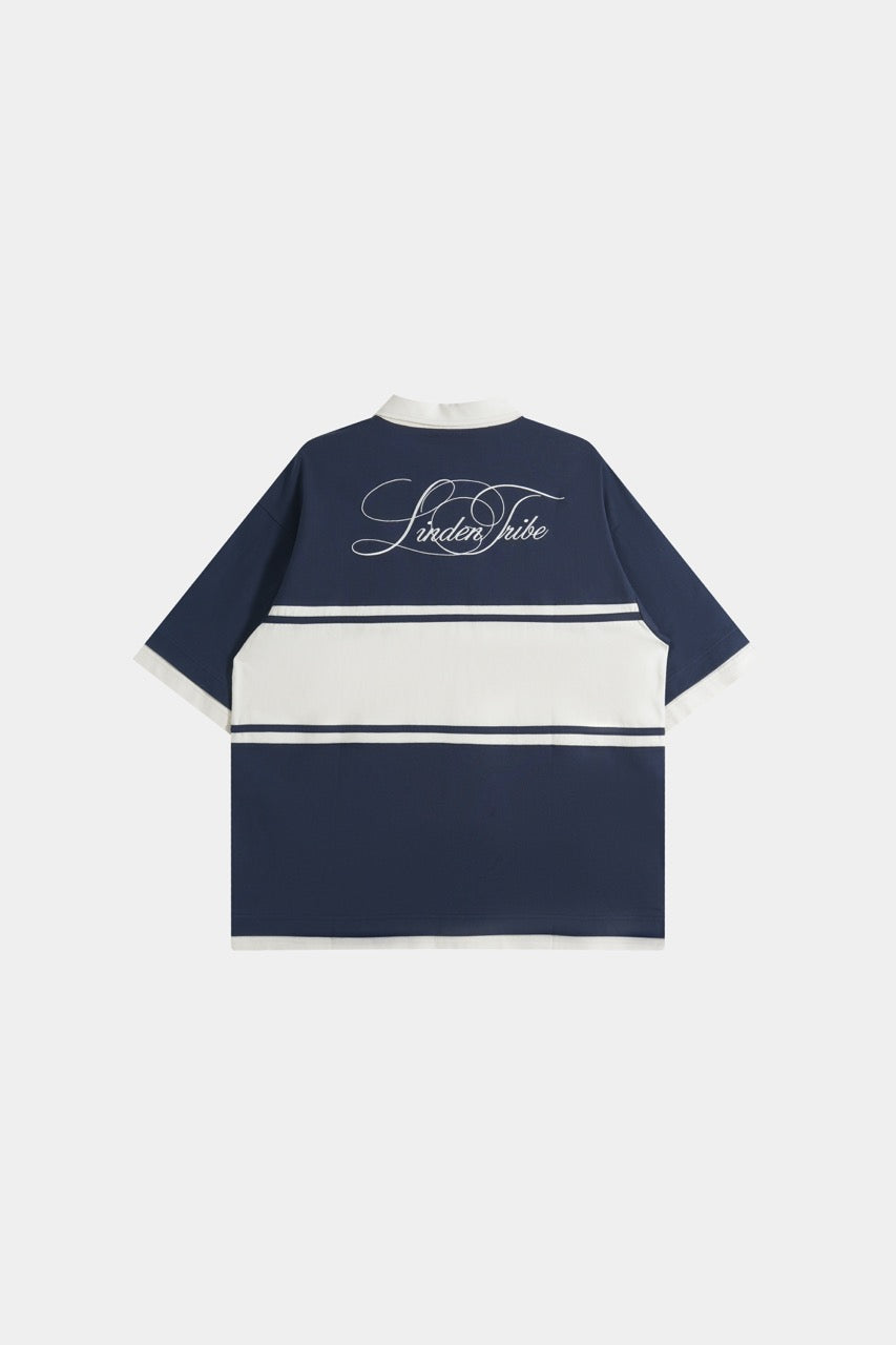 Striped Polo Shirt - Navy