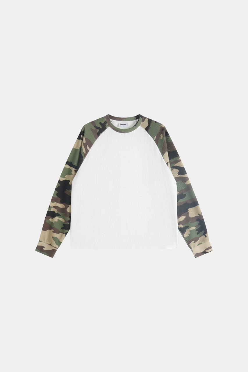 Raglan Waffle Sweatshirt - GreenCamo