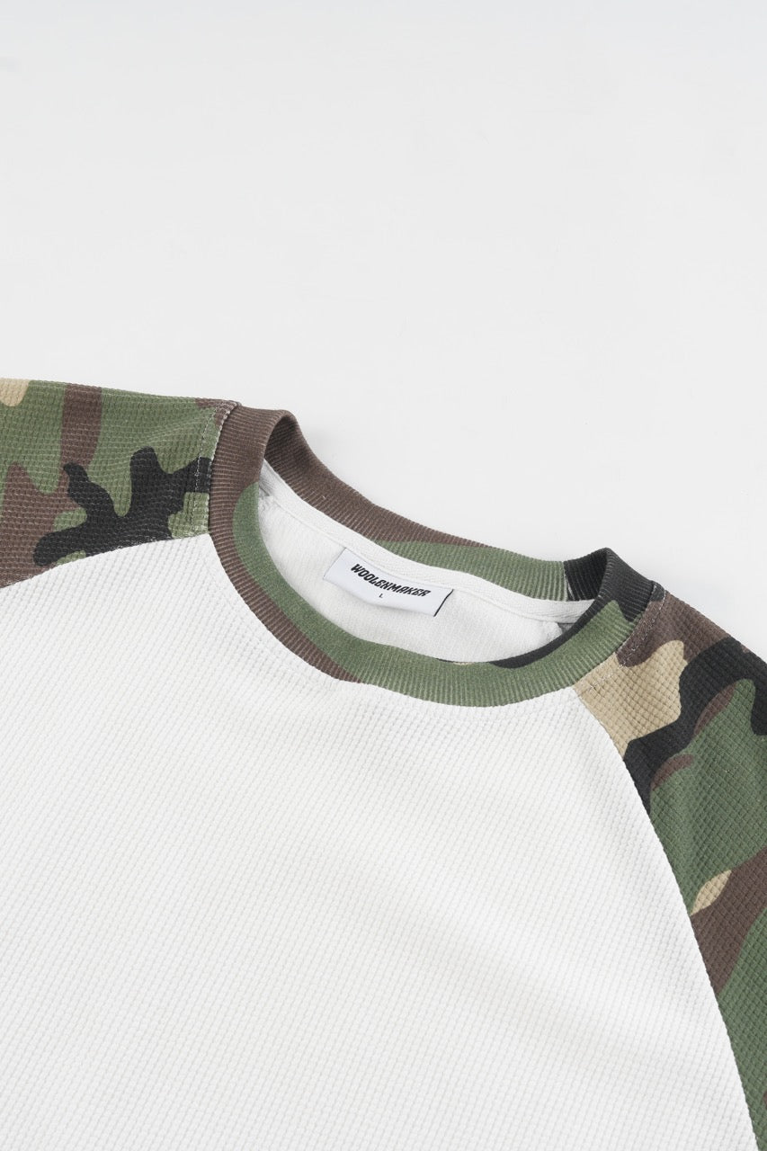 Raglan Waffle Sweatshirt - GreenCamo
